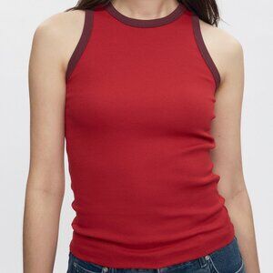 KOTN Cotton/Spandex Racer Tank in Jester Red/Plum